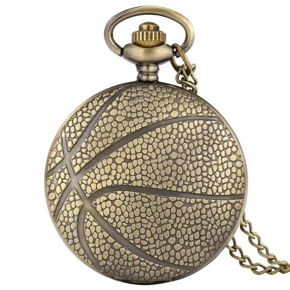 Other - Basket Ball Shape Bronze Round Vintage Pocket Watch With Chain Necklace
